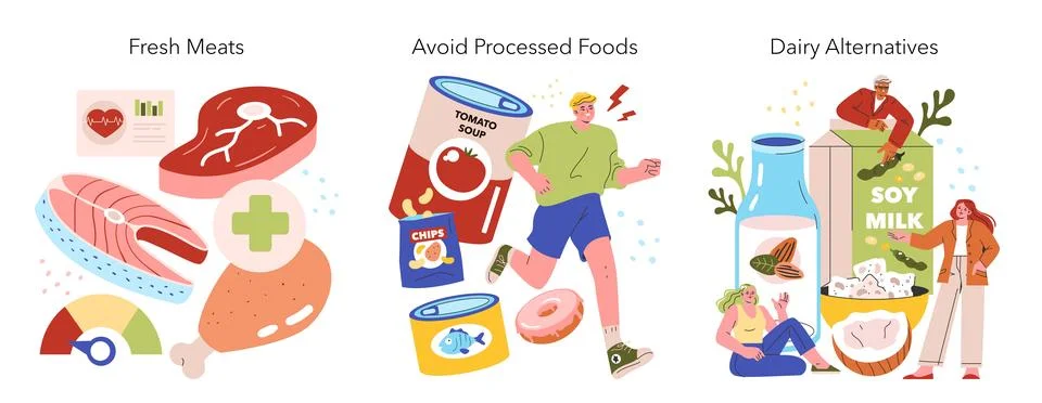 Low Histamine Diet. Flat Vector Illustration Stock Illustration