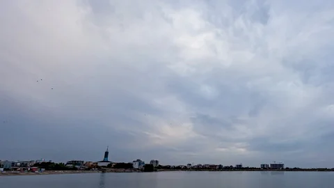 Low Horizon Timelapse Sunset over Water Motion Background Stock-Footage 117159061