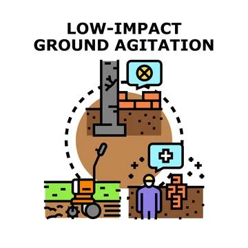Low impact ground agitation preparing soil foundation conditions 스톡 일러스트