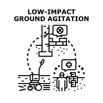 Low impact ground agitation preparing soil foundation conditions Illustrazione stock