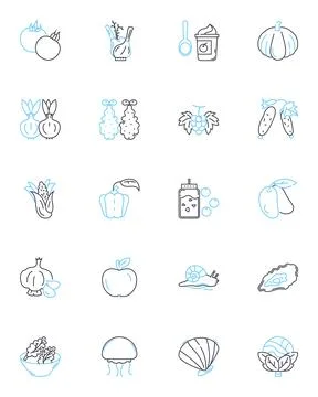 Low impact linear icons set. Sustainable, Eco-friendly, Green, Renewable Illustrazione stock