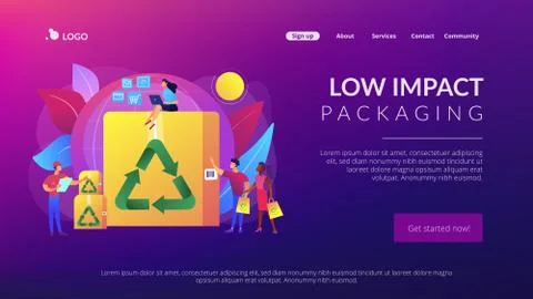 Low impact packaging concept landing page Stock Illustration