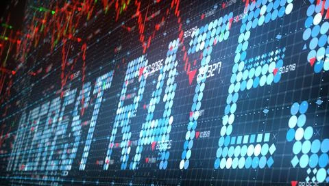 Low interest rates with share stock market chart down trend  Stock Illustration