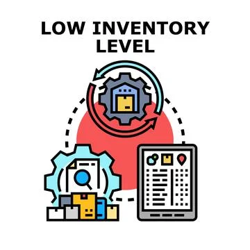 Low inventory level controlling process with digital device Stock Illustration