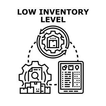 Low inventory level controlling process with digital device Stock Illustration