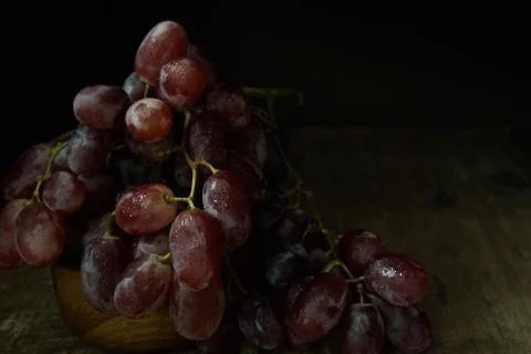 Low Key Photo Freshness Grapes Closeup Stock Photos