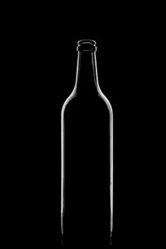 Low-key Studio Shot of a White silhouette of a bottle light glasses isolated  스톡 사진