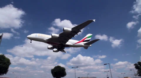 Low Level Airbus A380 Stock Footage 24718456