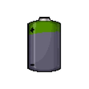 Low level battery energy pixel art vector illustration Stock Illustration