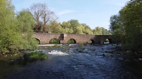 Low-Level Drone Flight over the River Great Ouse towards Bromham Bridge Vídeo Stock 339655224