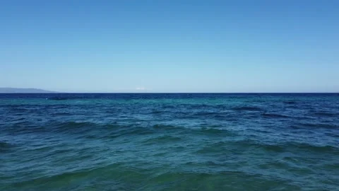 Low Level Flight Over Sea. Aerial Reveal Shot Stock Footage 225859792