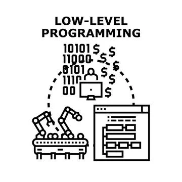 Low level programming building code and technologies イラスト素材