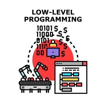 Low level programming building code and technologies Stock Illustration