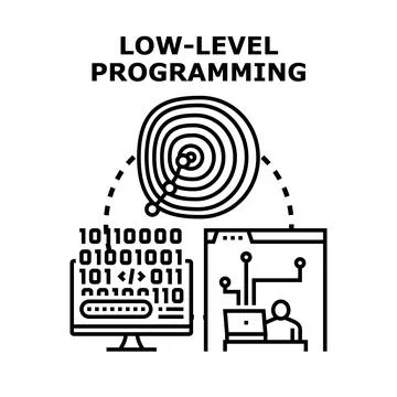 Low level programming creating software development code イラスト素材
