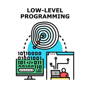 Low level programming creating software development code イラスト素材