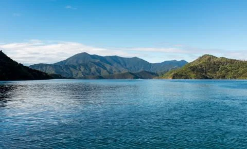 A low-level view of the beautiful and stunning Marlborough Sound Stock Photos