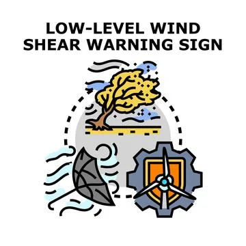 Low level wind shear warning sign concept illustration Stock-Illustration