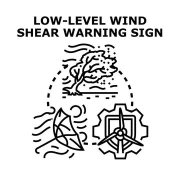 Low level wind shear warning sign concept illustration Stock Illustration