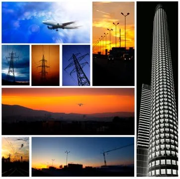 Low light industrial collage Stock Illustration