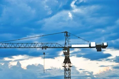 Low light mock up of multiple small advertisement banners on a crane Stock Photos