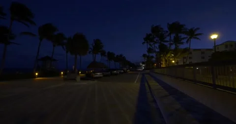 Low lights on Deerfield Beach FL at night to save sea turtles Stock Footage 141229785