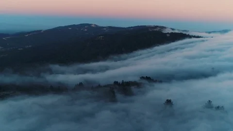 Low Lying Clouds Aerial Stock-Footage 77333844