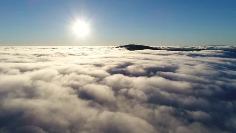 Low Lying Clouds Aerial Stock Footage 77334341