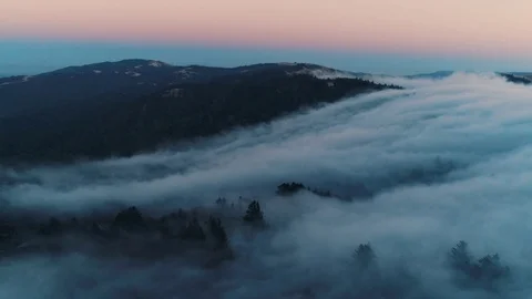 Low Lying Clouds Aerial Video stock 77334699