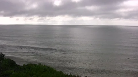 Low lying clouds frame the Pacific Ocean at Shell Beach, CA Stock Footage 1001644