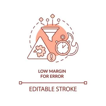 Low margin for error red concept icon Stock Illustration