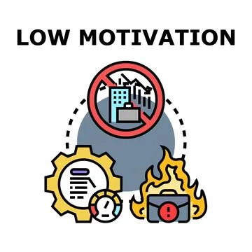 Low motivation concept with business problems and declining productivity Stock Illustration