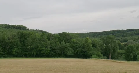 Low mountain range Elm location Reitlingstal with valley, fields, forest hills Stock Footage 313033964