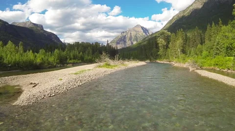 Low Mountain Valley River Flyby Stock Footage 40612610