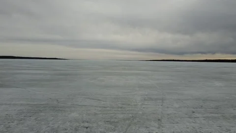 Low Over Frozen Lake Cloudy Sky Stock Footage 151721152