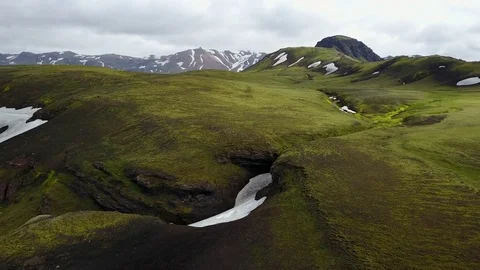 Low Over Iceland Valley Stock Footage 84076142