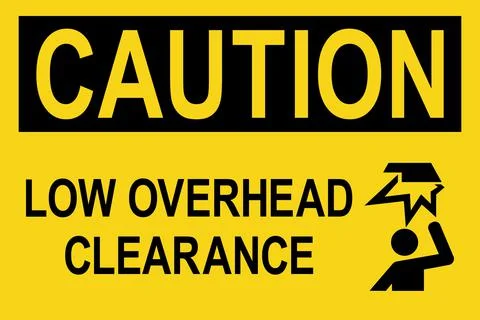 Low overhead clearance caution sign. Stock Illustration