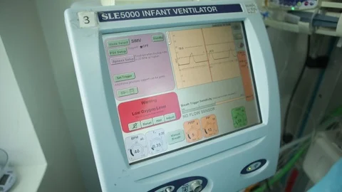 Low-Oxygen-level-indicator-infant-ventilator-monitor-flashing Stock Footage 115806887