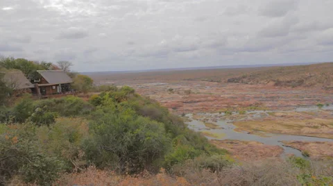 A low pan at the olifant camp lower deck Stock Footage 36485778