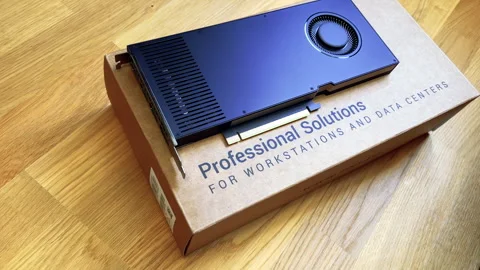 Low Pan Over NVIDIA Professional Solutions with New ADA Series GPU Stock Footage 263266311