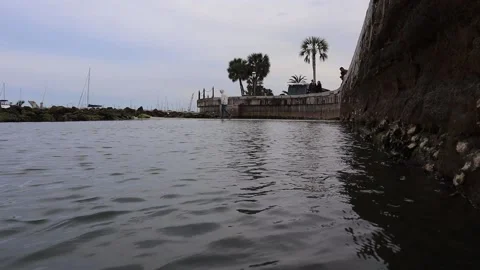 Low Panning Shot of the Waterfront in St Augustine Stock Footage 152601367