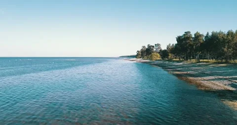 A low-pass with a drone camera along the coastline Stock Footage 146701593