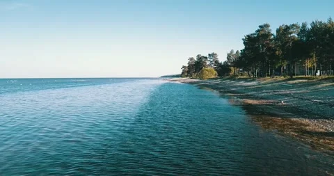 A low-pass with a drone camera along the coastline Stock Footage 146701782