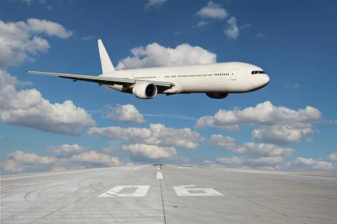 Low pass of white plane Stock Photos