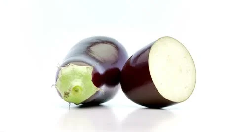 Low perspective of sliced aubergine Stock Footage 8974530