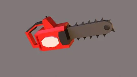 Low poly 3d chainsaw on gray background 스톡 일러스트
