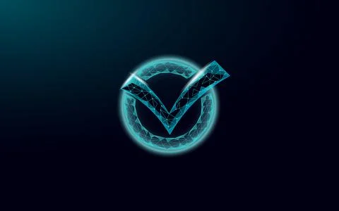 Low poly 3D check icon silhouette. Approved test correct right element concept Illustrazione stock