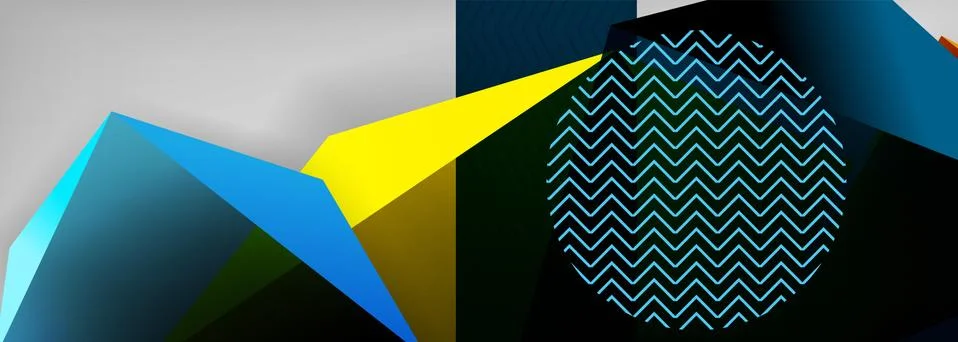 Low poly 3d geometric shapes, minimal abstract background. Vector illustrations Stock Illustration