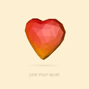 Low Poly 3D Heart Stock Illustration