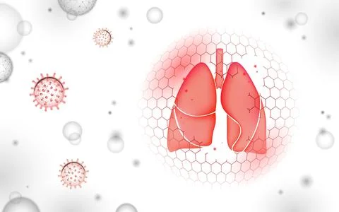 Low poly 3D human lungs shield protect. Medicine recovery technology drug Stock-Illustration