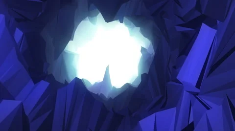 Low Poly 3D Ice Cave with White Fog Video stock 62747182